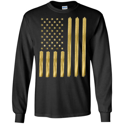 Faux Gold Paint American Flag T-shirt Black