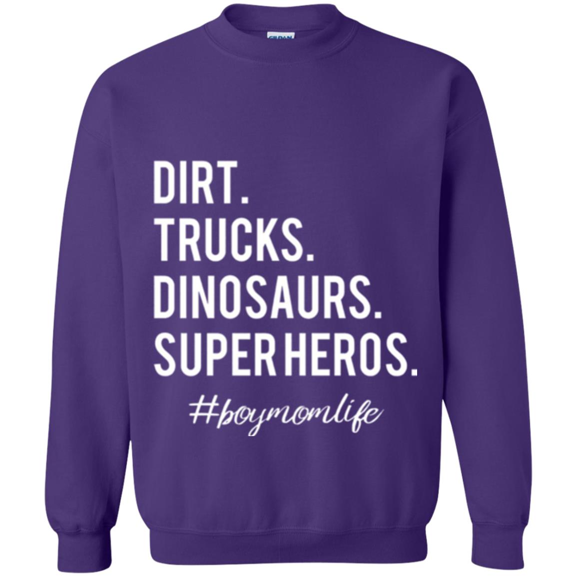 Dirt Trucks Dinosaurs Super Heros #boymomlife Mommy T-shirt Purple