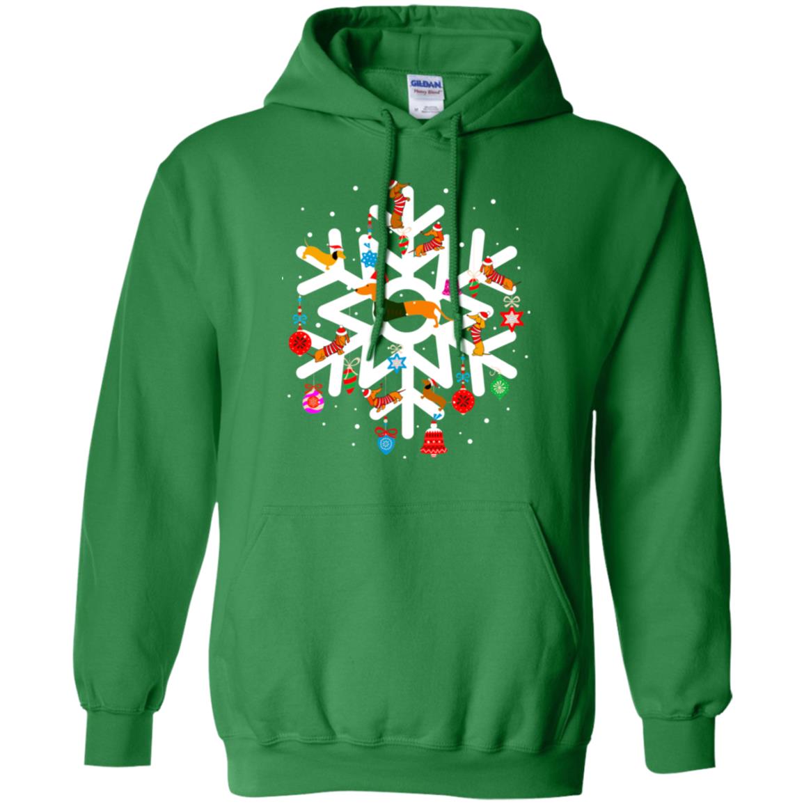 Winter Snow Flower Decorating Bauble And Dachshund X-mas Gift Shirt Irish Green