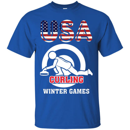 Usa Curling Winter Games Curling Lover T-shirt Royal