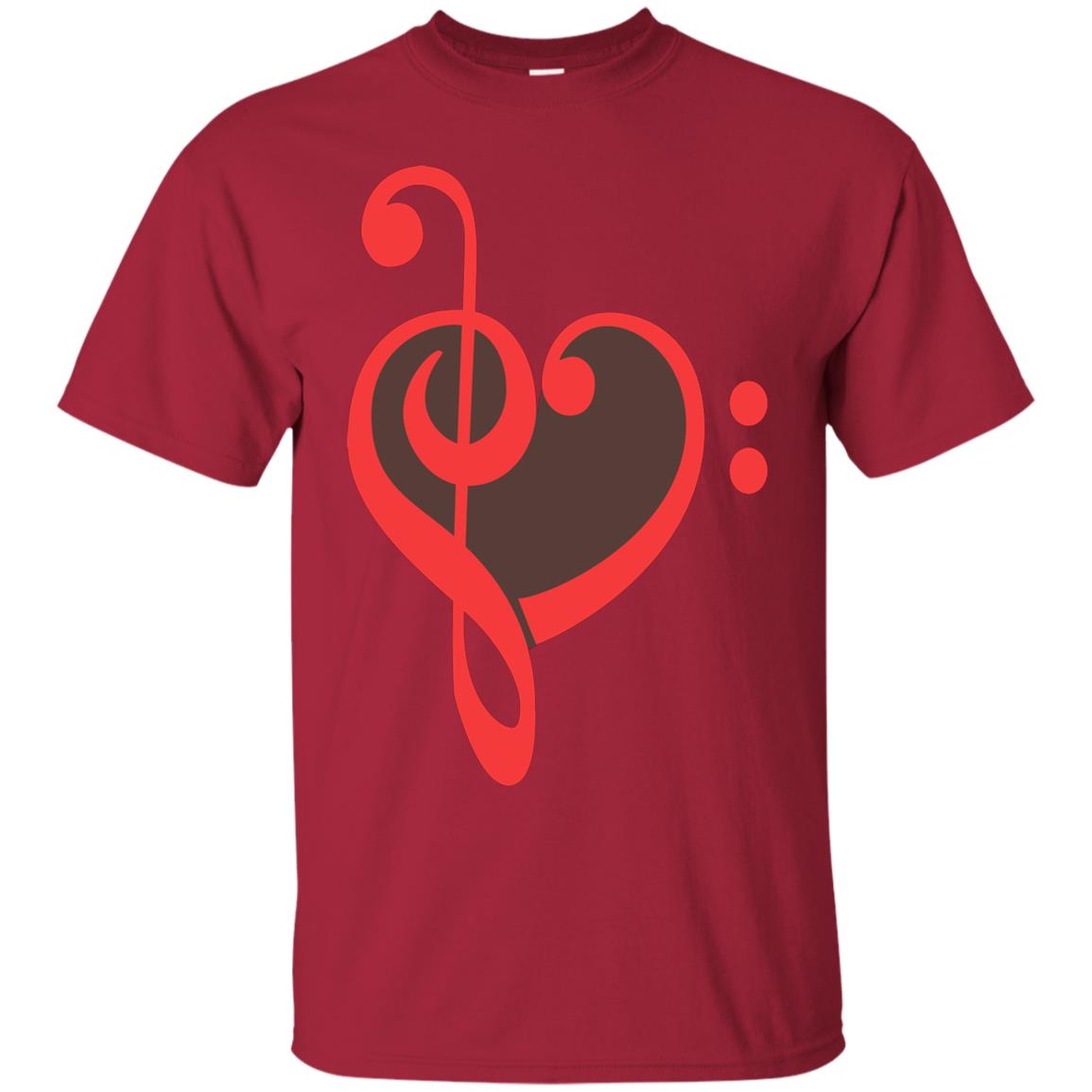 Heart Bass Clef Heart Music Lovers Shirt Cardinal
