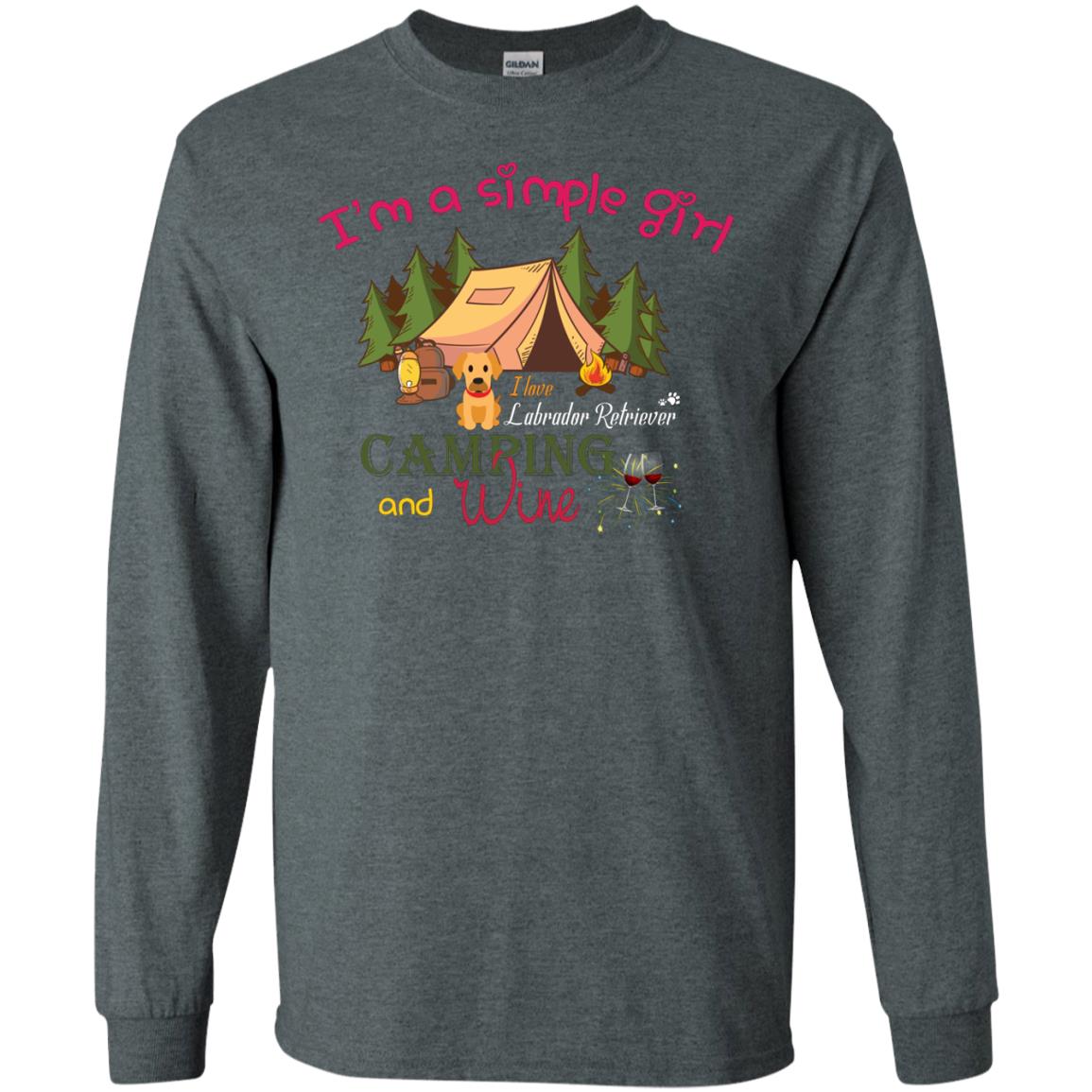 I’m A Simple Girl I Love Labrador Camping And Wine Shirt Dark Heather