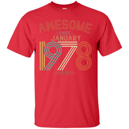 Funny 40th Birthday T-shirt Awesome Since January 1978 Red