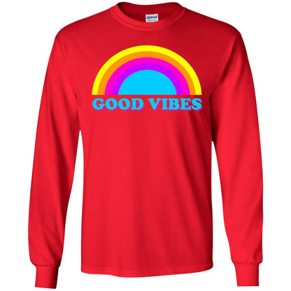 Rainbow Groovy Good Vibes T-shirt Red