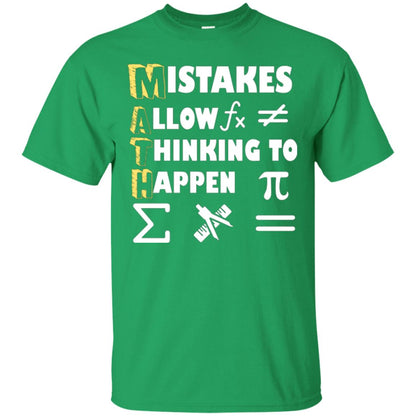 Math Lover T-shirt Mistakes Allow Thinking To Happen Irish Green