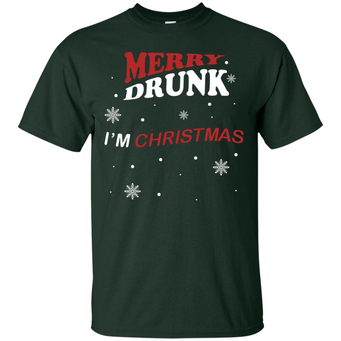 Merry Drunk I'm Christmas I'm Drunk Funny Drunken X-mas Shirt Forest