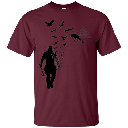 Vikings Axe Ragnar Lothbrok Flock Of Ravens Valhalla Symbol T-shirt Maroon