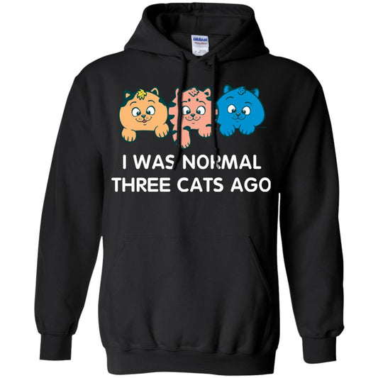 Cat Lover T-shirt I Was Normal Three Cats Ago Black