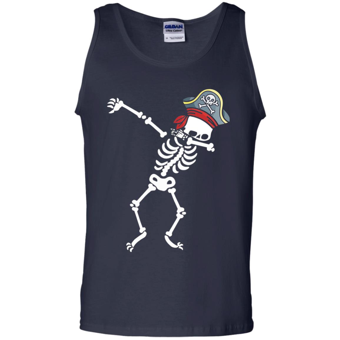 Dabbing Skeleton With Pirates Hat T-shirt Navy