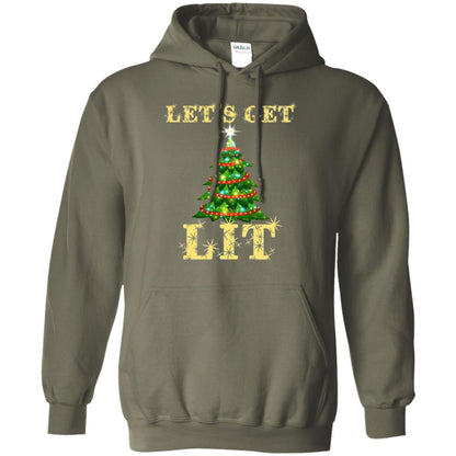Christmas T-shirt Let_s Get Lit Military Green