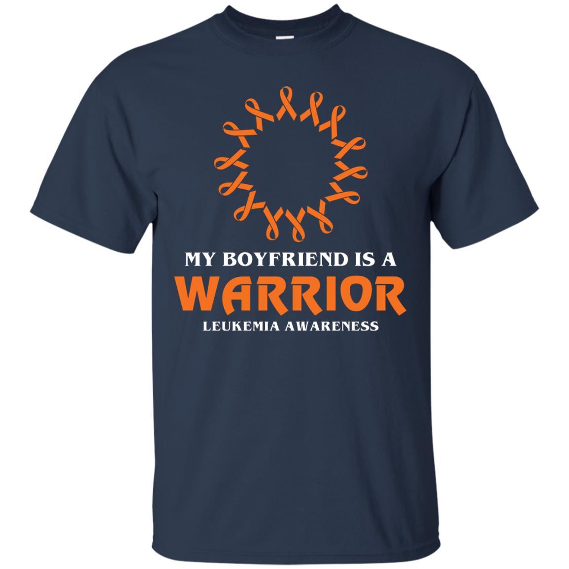 My Boyfriend Is A Warrior Leukemia Awareness T-shirt Navy