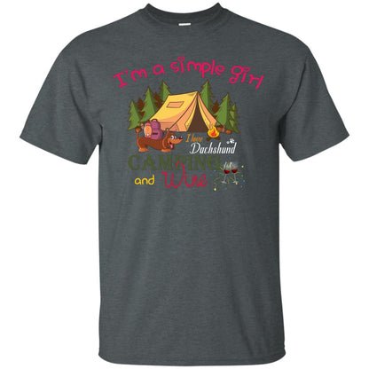 I’m A Simple Girl I Love Dachshund Camping And Wine Shirt Dark Heather
