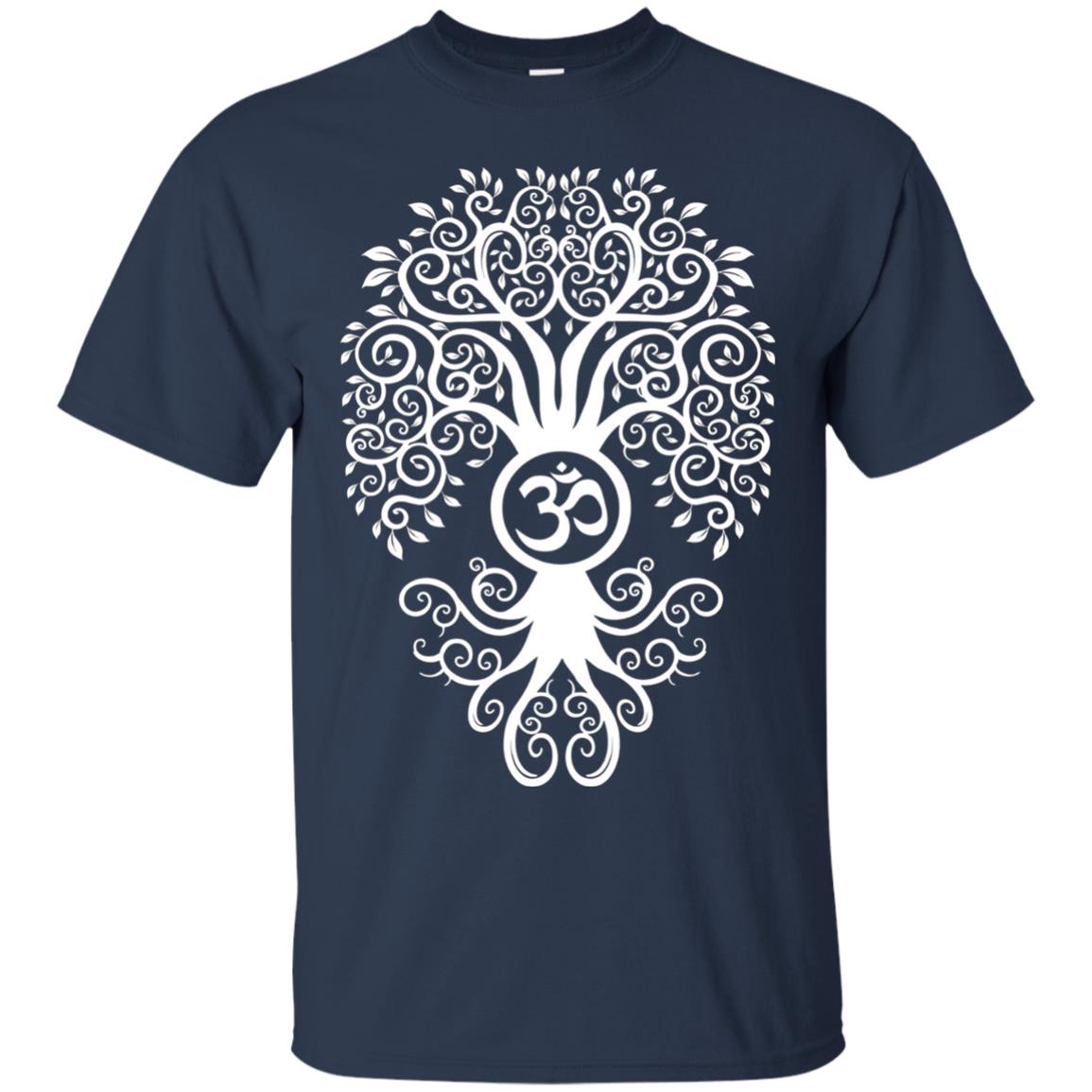 White Bodhi Tree Yoga Tshirt Navy
