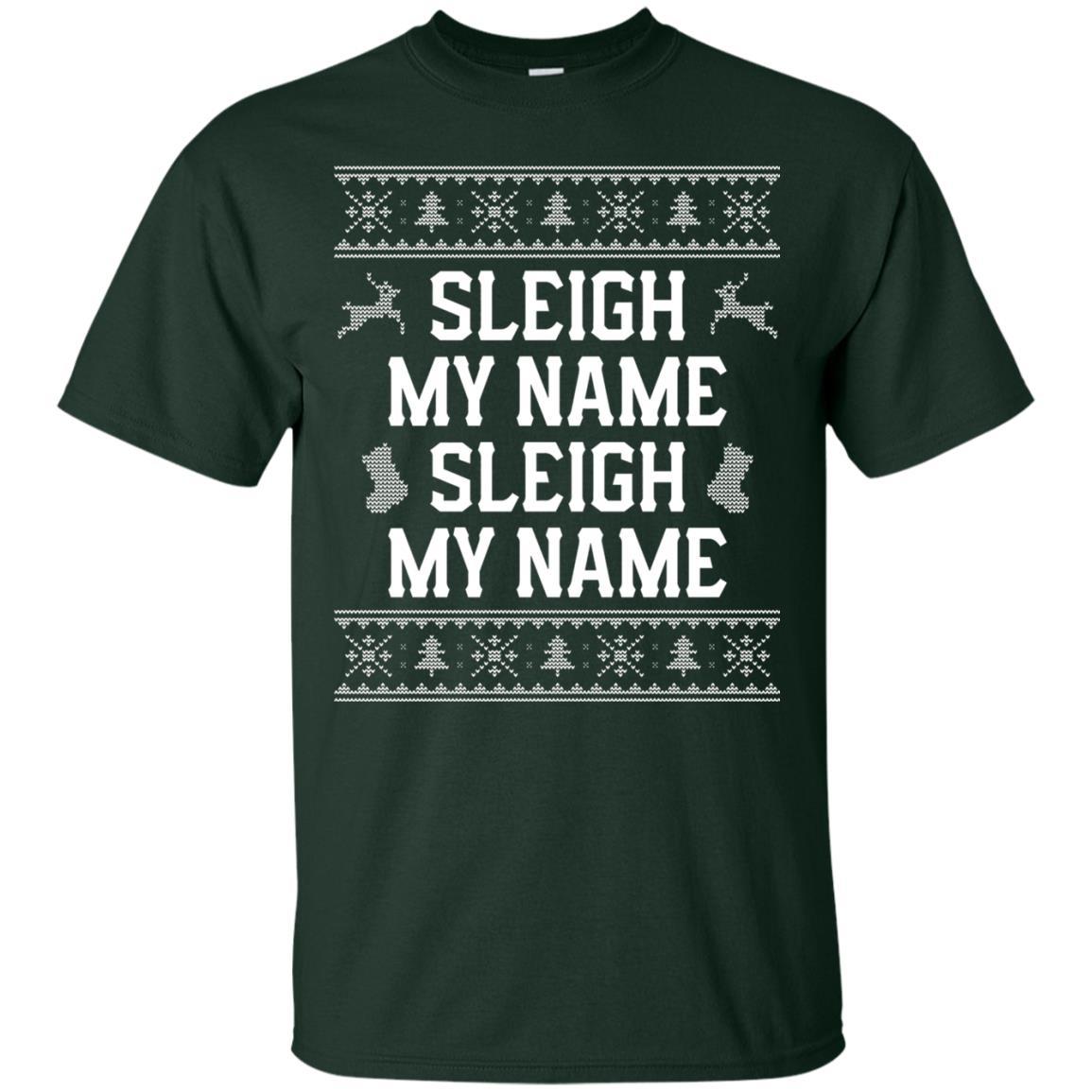 Christmas T-shirt Sleigh My Name Forest Green