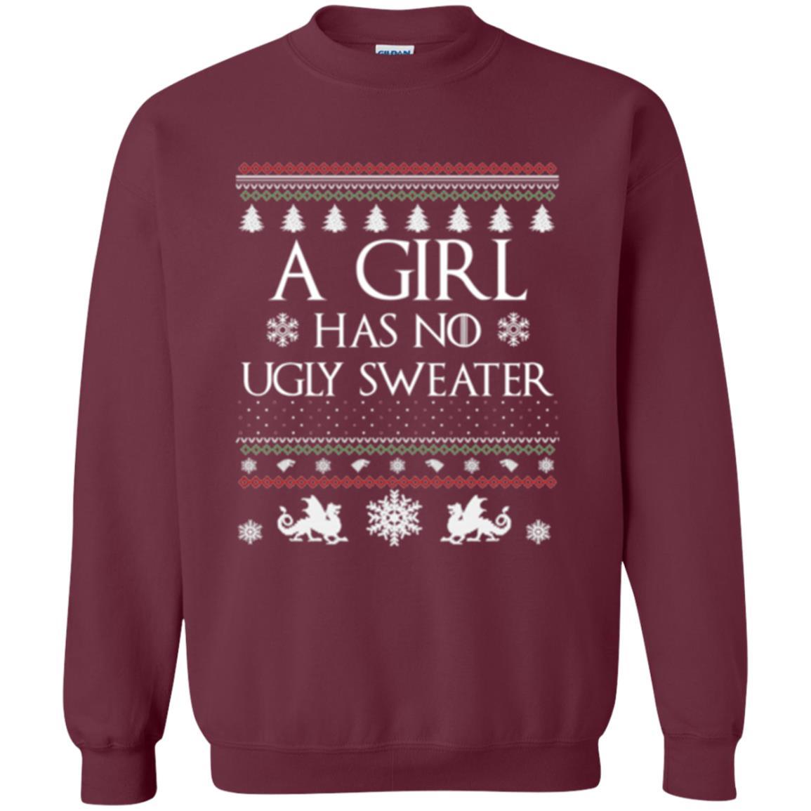 Christmas T-shirt Girl Has No Ugly Sweater Maroon