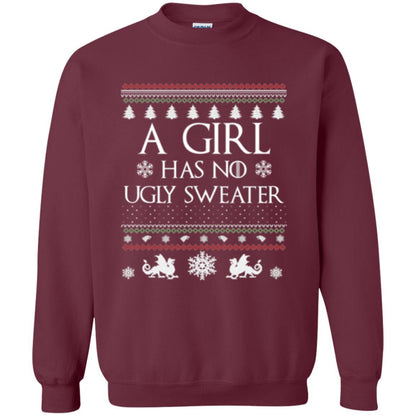 Christmas T-shirt Girl Has No Ugly Sweater Maroon