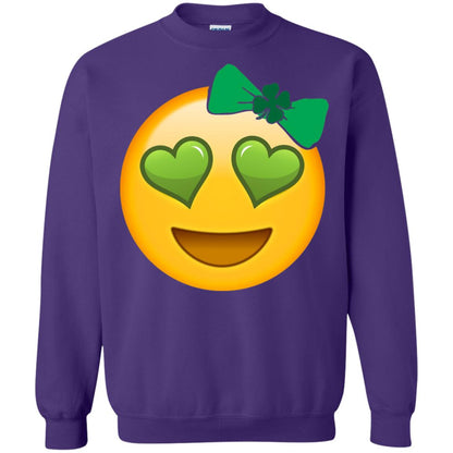 Emoji Green Heart Eyes Bow Saint Patricks Day Shirt For Girls Purple