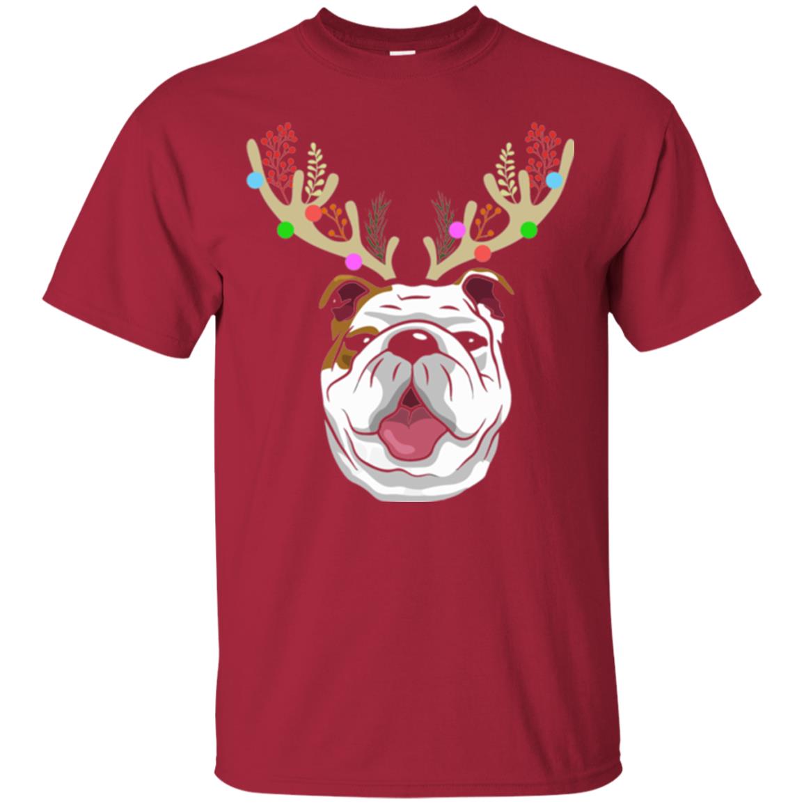 Dog Lovers T-shirt Funny Bulldogs With Antlers Cardinal