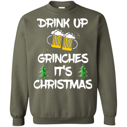 Beer Lovers T-shirt Drink Up Grinches It_s Christmas Military Green