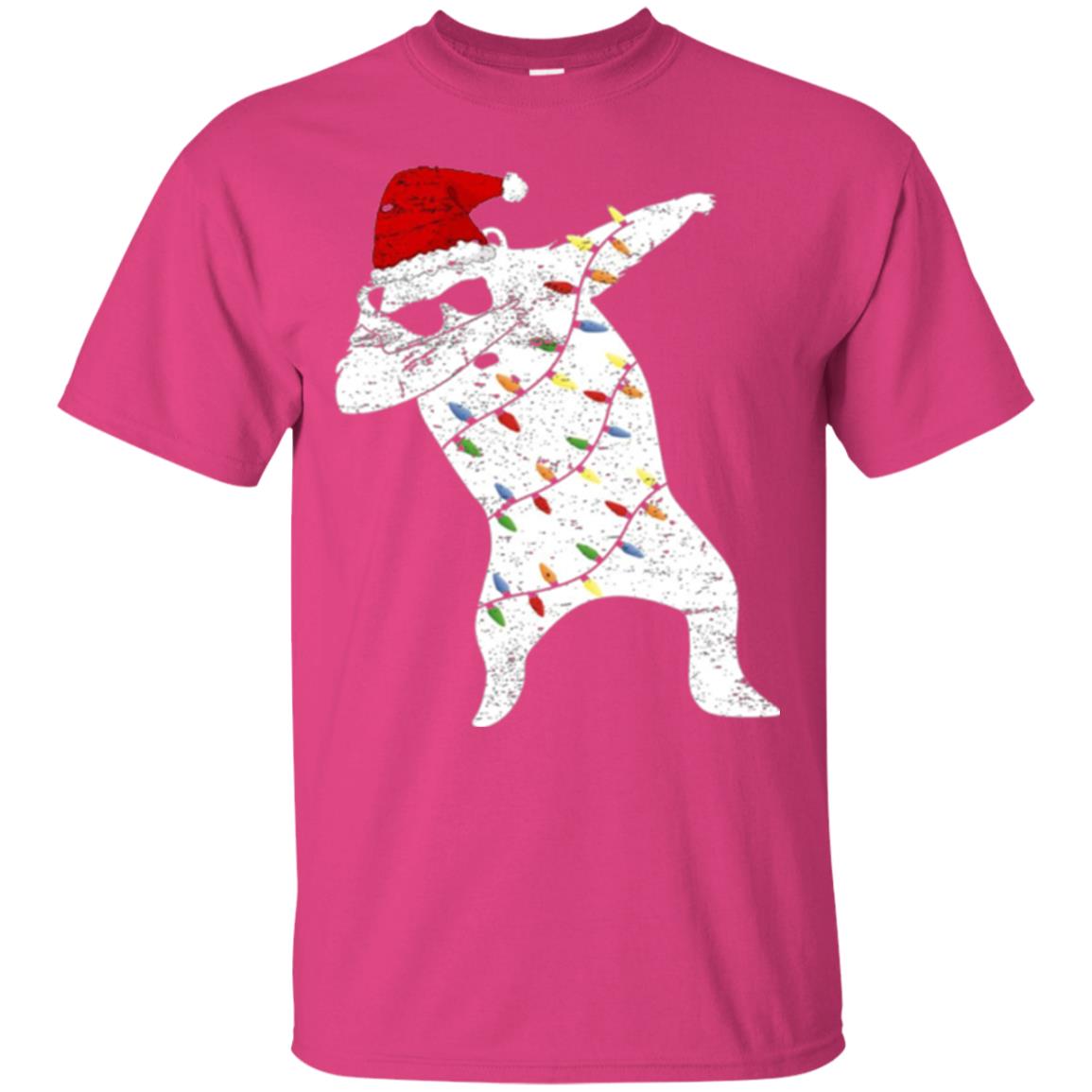 Christmas T-shirt Santa Bear Dabbing Lights Sunglasses Heliconia