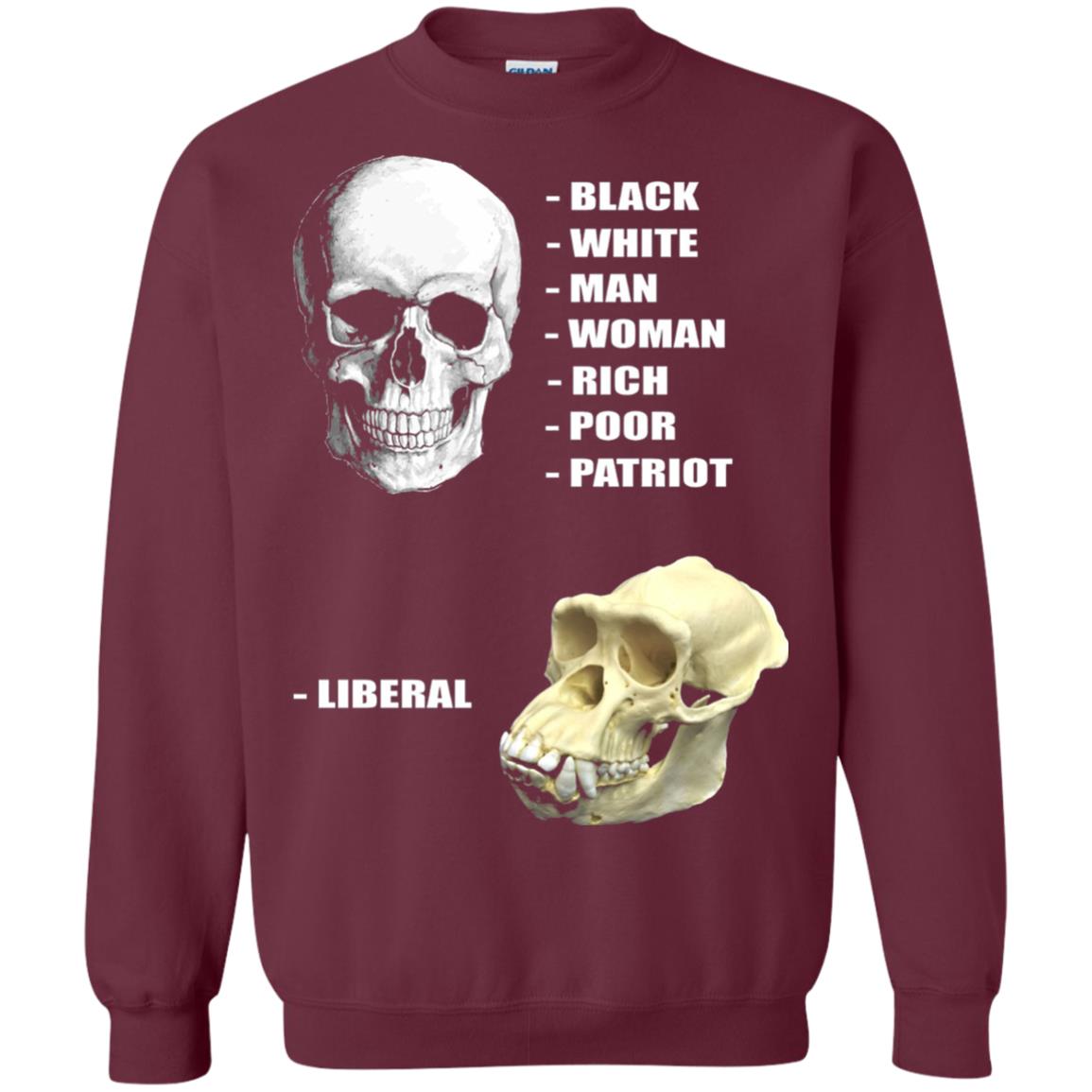Funny Cool Skulls T-shirt Modern America Patriot Liberal Maroon