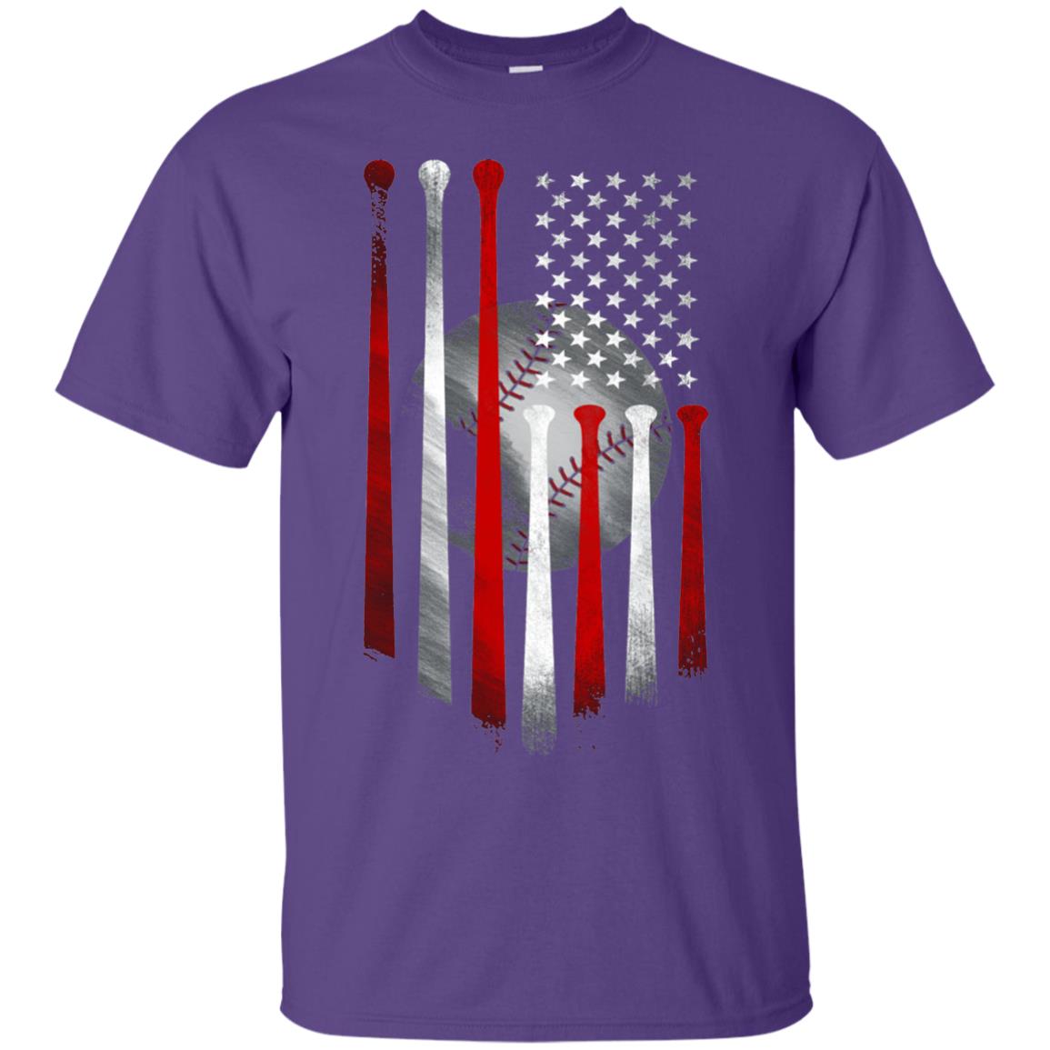 American Flag Baseball Flag Baseball Lover T-shirt Purple