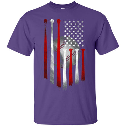 American Flag Baseball Flag Baseball Lover T-shirt Purple