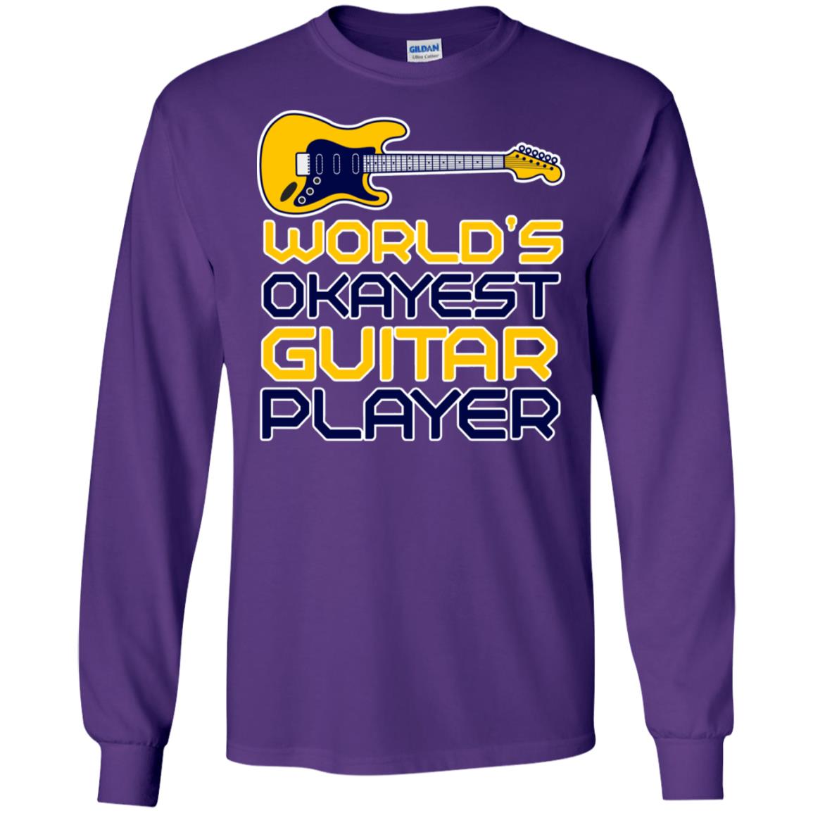 World's Okayest Guitar Player Gift Shirt For Guitarist Purple