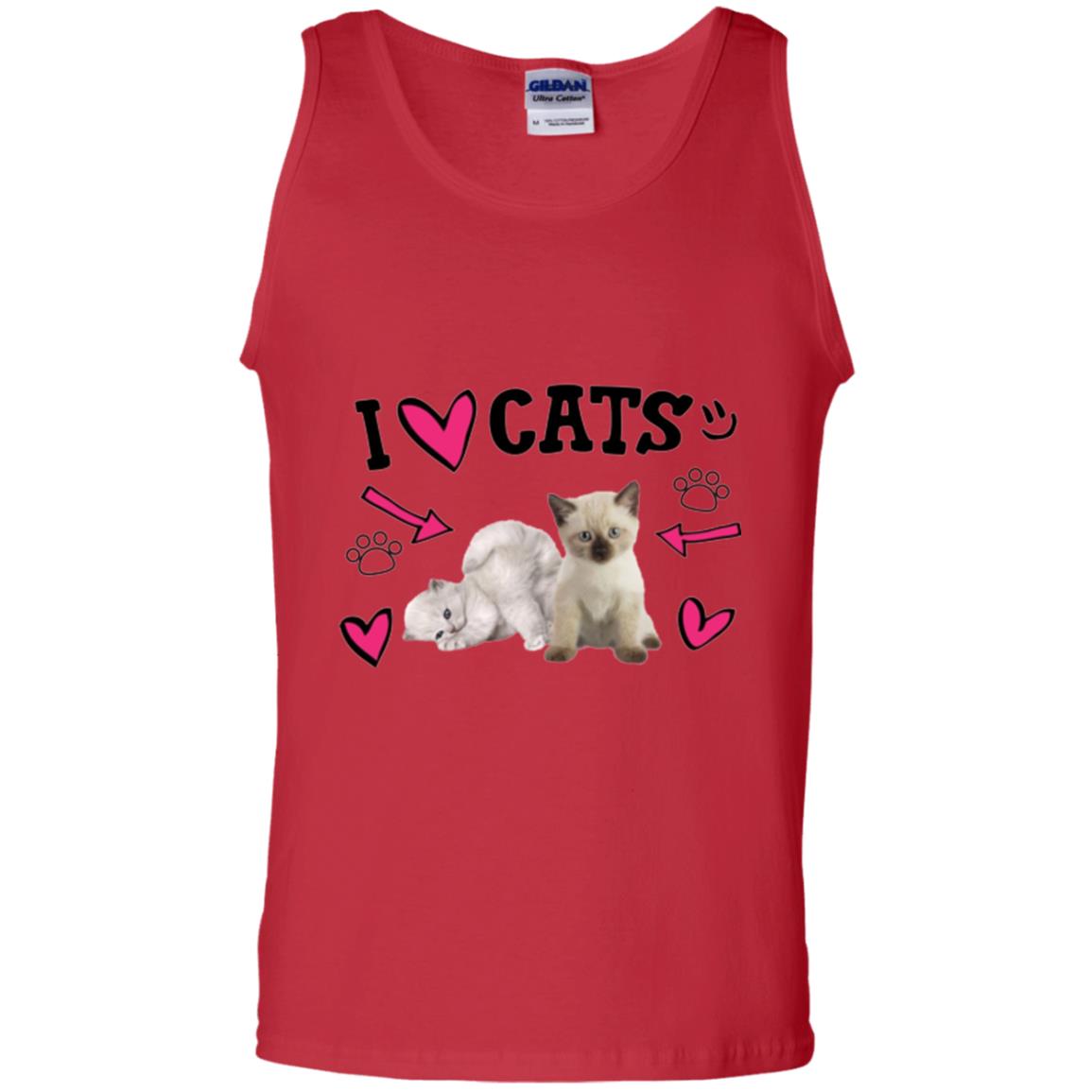 Cat Lover T-shirt I Love Cats Red
