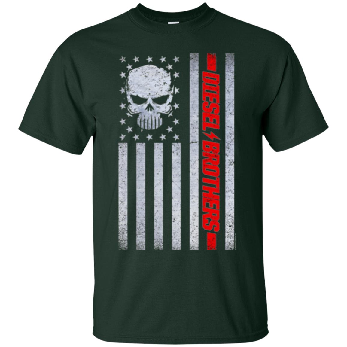 Skull T-shirt Diesel Brothers Grungy American Flag Forest Green