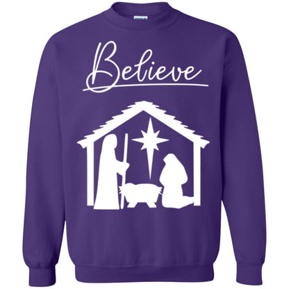 Christian Christmas T-shirt Believe Jesus Celebrate Purple