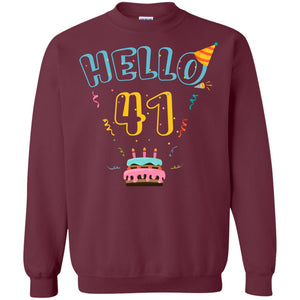Hello 41 Forty One 41st 1977s Birthday Gift  ShirtG180 Gildan Crewneck Pullover Sweatshirt 8 oz.