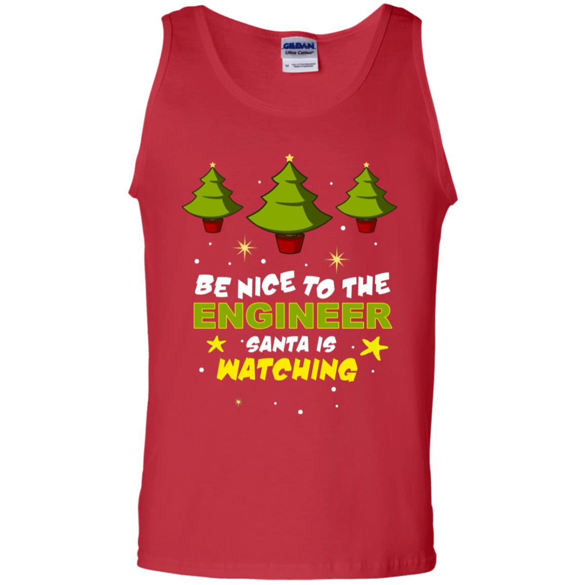 Be Nice To Be Engineer Santa Is Watching X-mas Gift Shirt Red