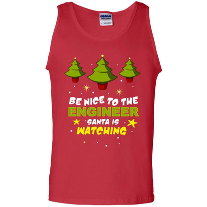 Be Nice To Be Engineer Santa Is Watching X-mas Gift Shirt Red