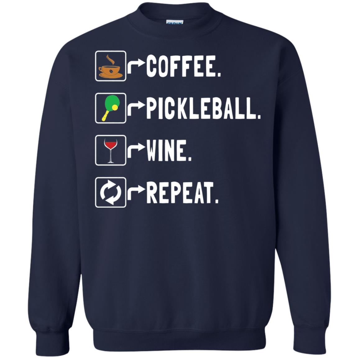 Funny Coffee Lovers T-shirt Pickleball Wine Repeat Navy