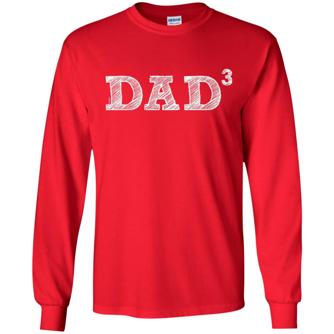 Men_s Dad3, Three Kids Father_s Day, Father Of Three T-shirt Red