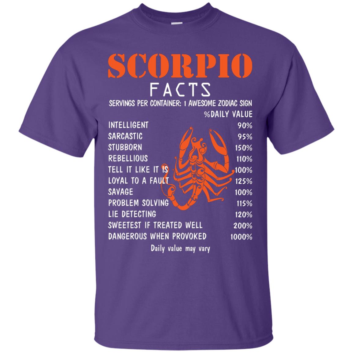 Scorpio Facts 1 Awesome Zodiac Sign Gift Shirt For Scorpio Horoscope Purple