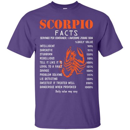 Scorpio Facts 1 Awesome Zodiac Sign Gift Shirt For Scorpio Horoscope Purple