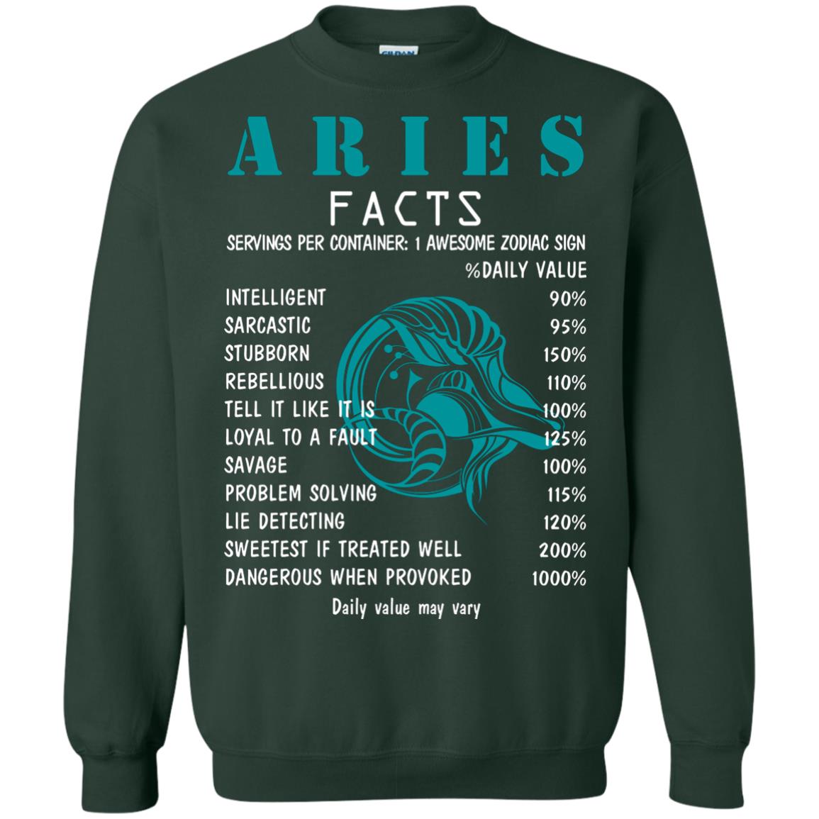 Aries Facts 1 Awesome Zodiac Sign Gift Shirt For Aries Horoscope Forest Green
