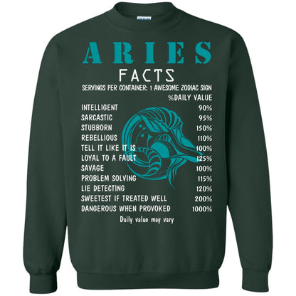 Aries Facts 1 Awesome Zodiac Sign Gift Shirt For Aries Horoscope Forest Green