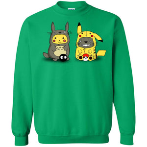 Pikachu Cosplay Totoro And Totoro Cosplay Pikachu T-shirtG180 Gildan Crewneck Pullover Sweatshirt 8 oz.