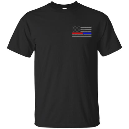 Thin Red Blue Line American Flag Shirt Black