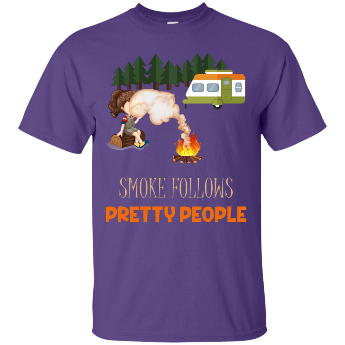 Smoke Follows Pretty People Camping Bbq Gift Shirt Purple