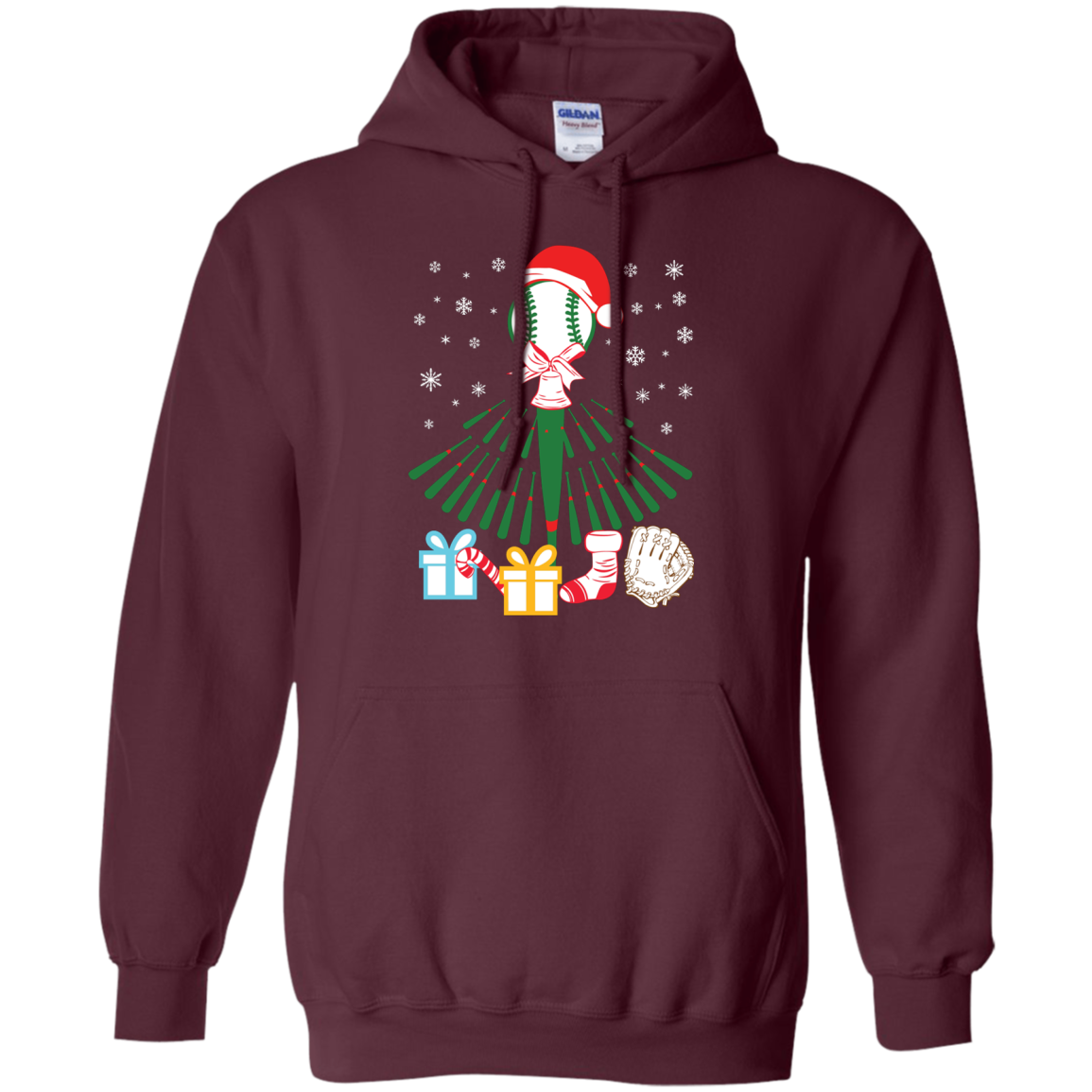 Baseball Christmas T-Shirt Maroon
