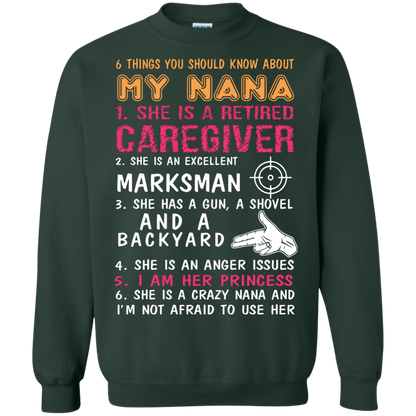 Family T-Shirt 6 Things You Should Know About My Nana Forest Green