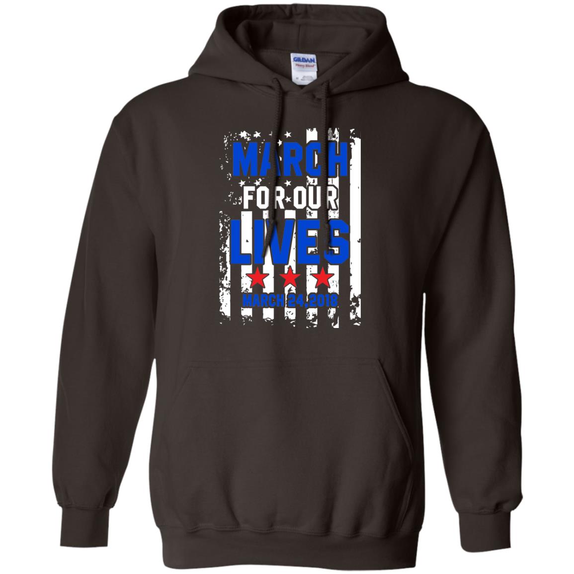 March For Our Lives With American Flag Gun Control T-shirt Dark Chocolate