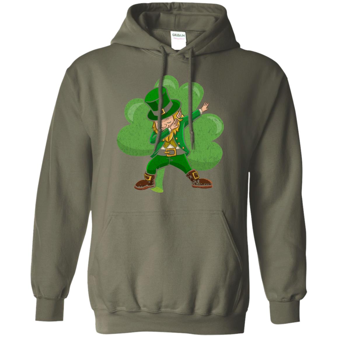 Funny Dabbing Leprechaun Shirt St Patricks Day T-shirt Military Green