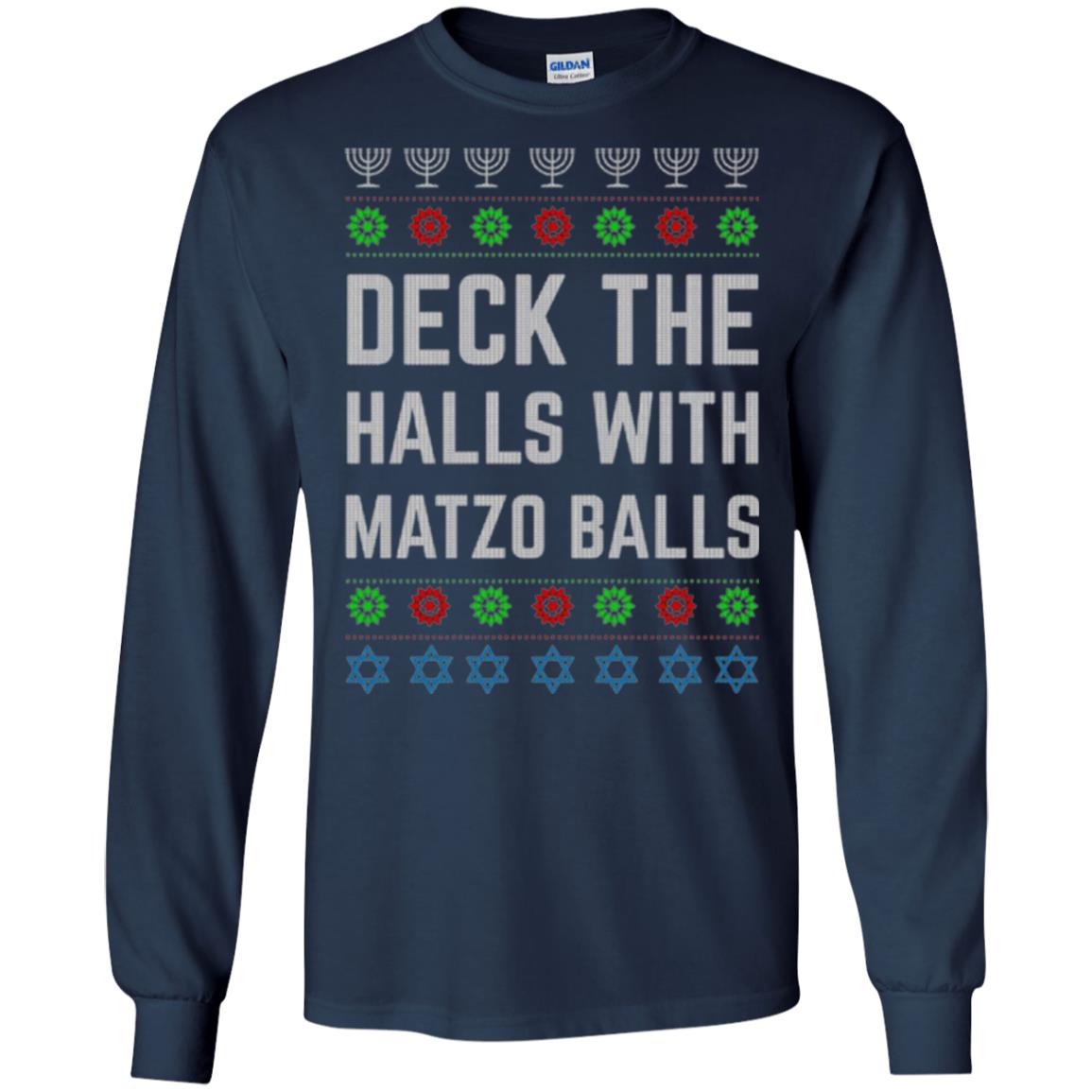 Christmas T-shirt Deck The Halls With Matzo Balls Navy