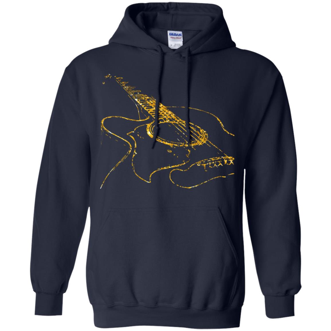 Guitar Gold Guitarist Gift Shirt For Mens Or Womens Navy