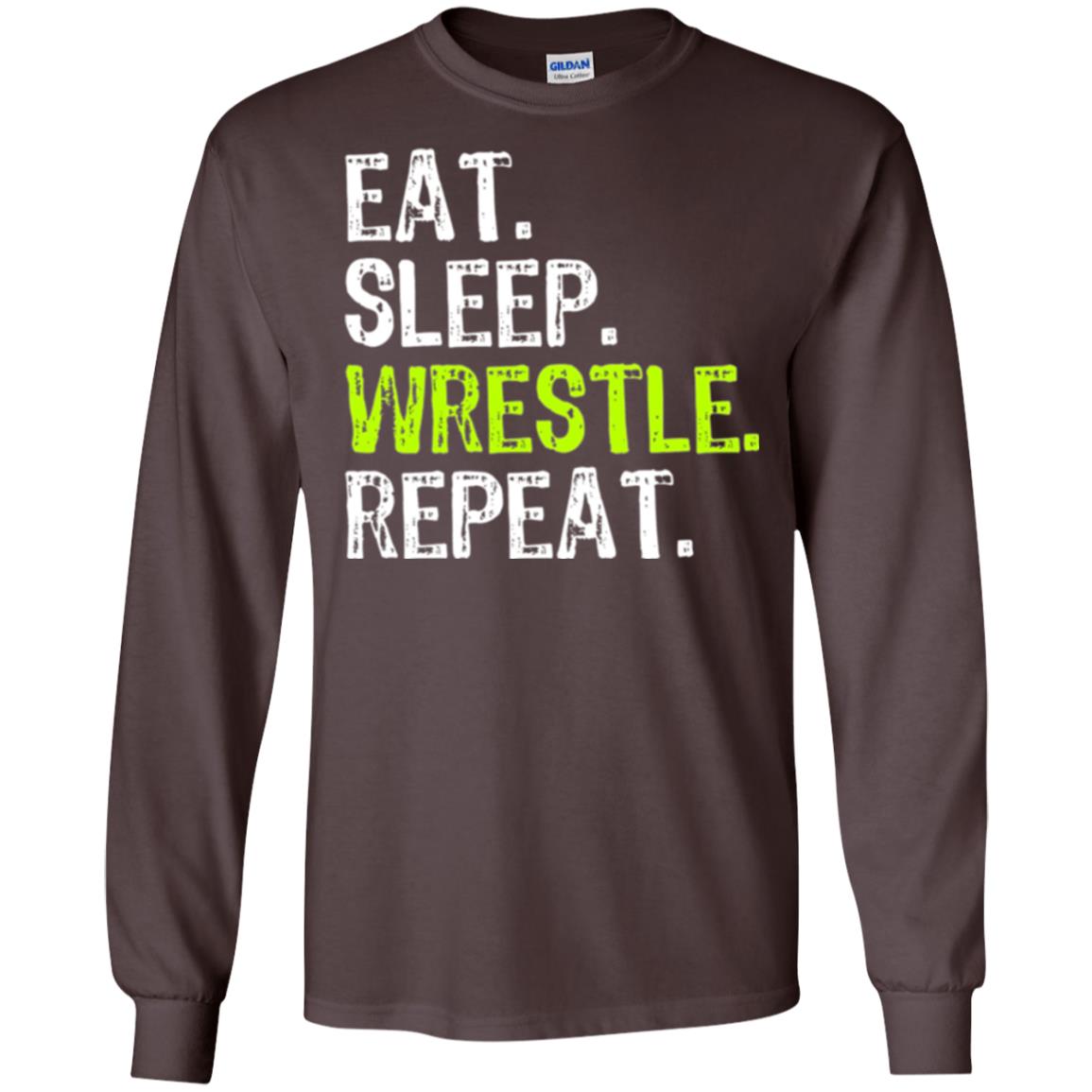 Wrestling T-shirt Eat Sleep Wrestle Repeat Dark Chocolate